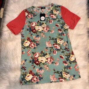 Ampersand Ave Lace Sleeve Floral Top Large